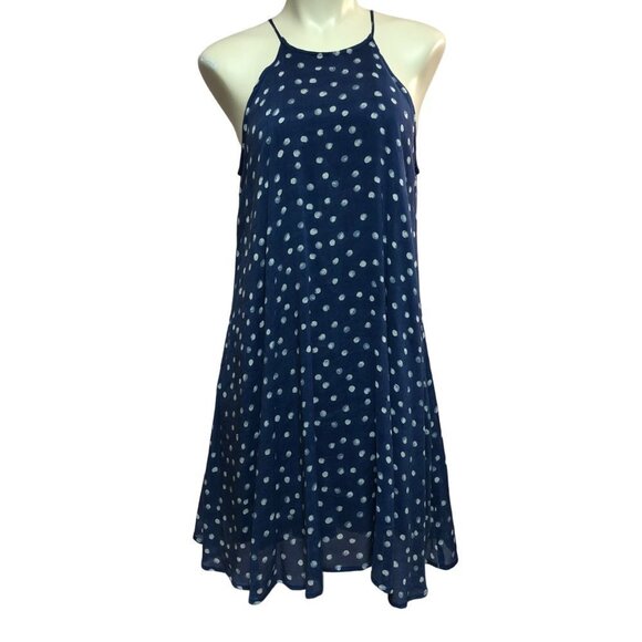 cloth & stone Dresses & Skirts - CLOTH & Stone Blue & White Polka Dot Summer Halter Dress Size Small
